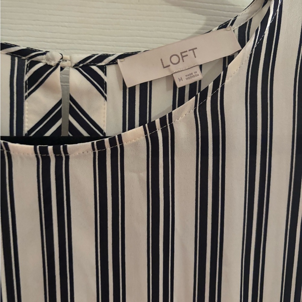 LOFT Navy and White Striped Top